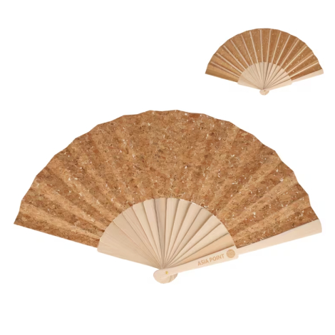 Éventail d’été personnalisé en liège et bois