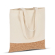 Sac cabas coton et liège vu de dos, surface textile et bande inférieure en liège visibles, sans marquage apparent. Sac cabas coton et liège vu de dos, surface textile et bande inférieure en liège visibles, sans marquage apparent.