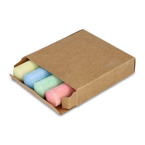 Boîte kraft présentée verticalement avec rabat supérieur ouvert laissant apparaître les craies, aucune personnalisation apparent