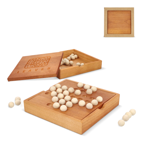 Jeu de solitaire en bois personnalisé en coffret