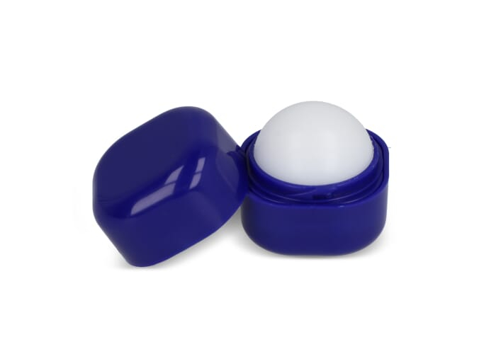 Baume à lèvres publicitaire en étui cubique ABS recyclé Bleu