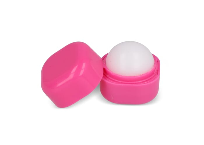 Baume à lèvres publicitaire en étui cubique ABS recyclé Rose