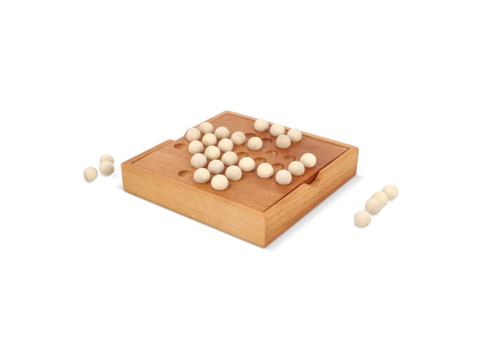 Jeu de solitaire en bois personnalisé en coffret Nature
