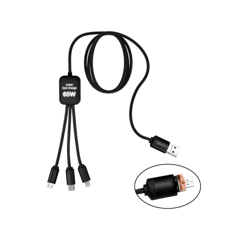 Câble de charge dual 65 W 5-en-1 personnalisable