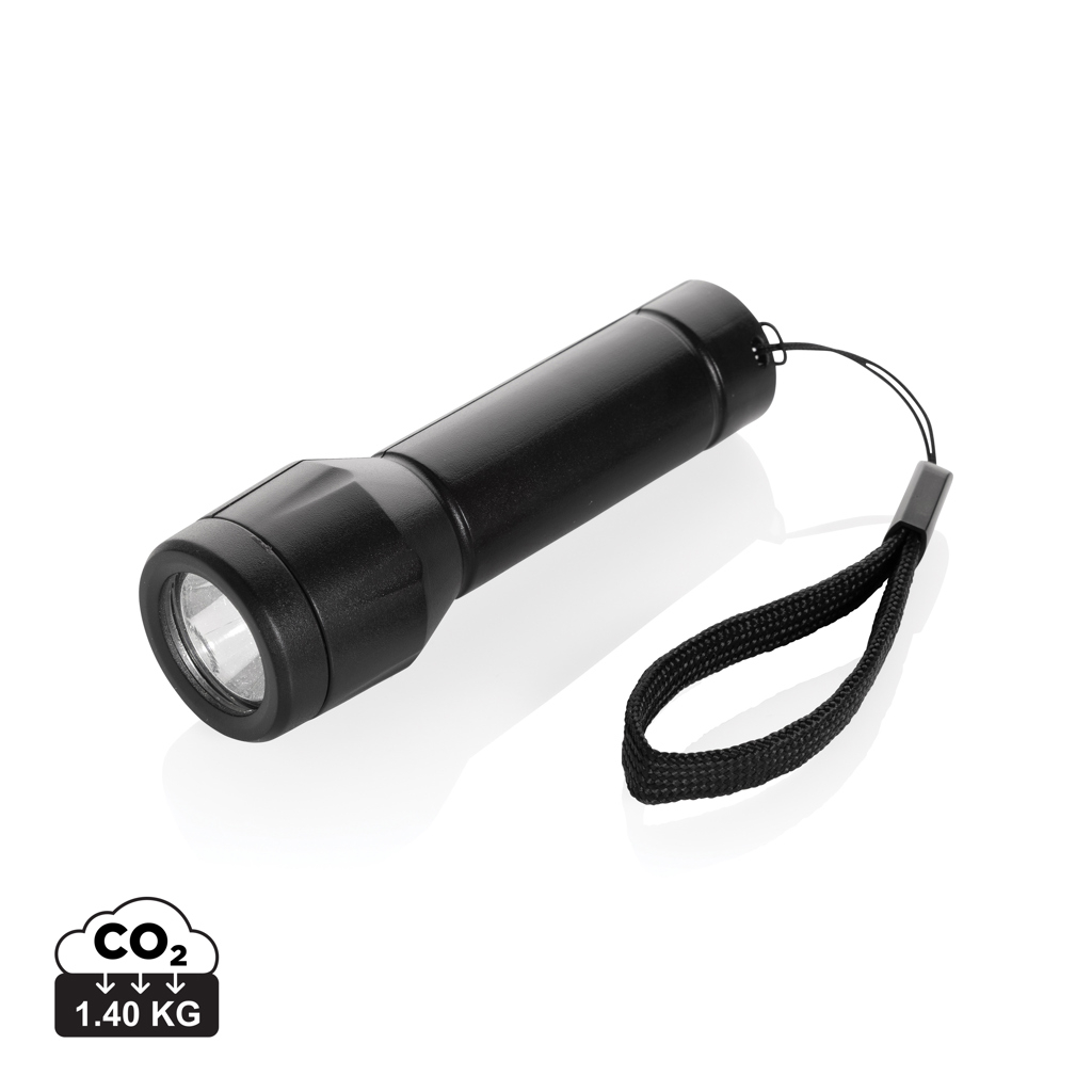 Lampe torche USB recyclée personnalisable Flara Noir