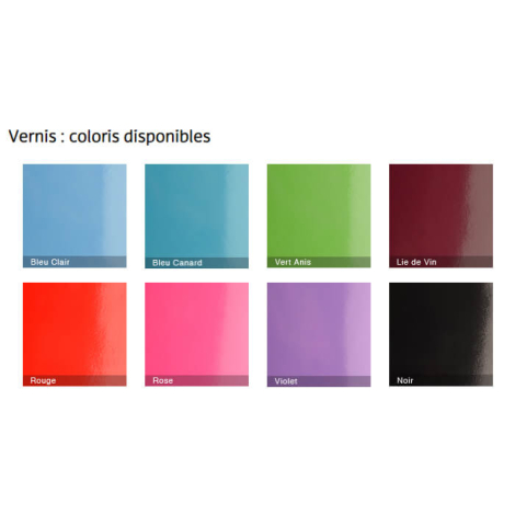 Présentation des différents coloris de la matière pvc vernis