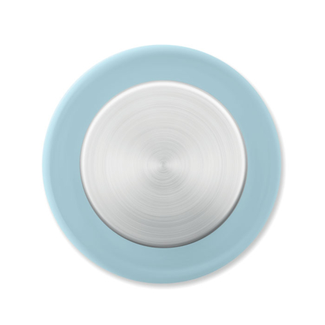 Vue de dessus du bouchon métallique posé sur la gourde, surface circulaire visible sans personnalisation apparente