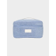 Vanity publicitaire en coton bio bleu clair sans personnalisation visible, vue de face Vanity publicitaire en coton bio bleu clair sans personnalisation visible, vue de face