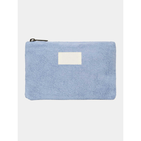 Pochette publicitaire en coton bio bleu clair avec zone de personnalisation apparente