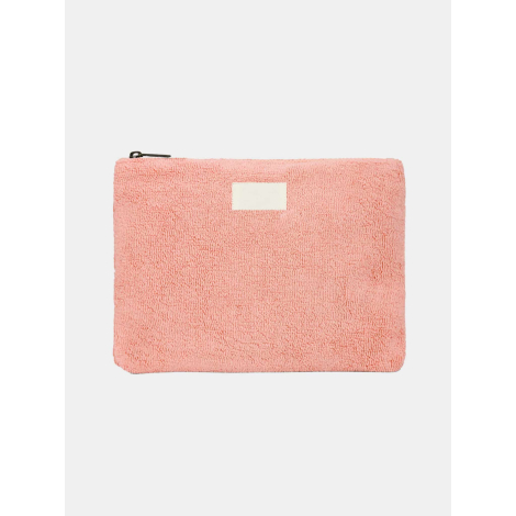 Pochette promotionnelle en coton bio rose corail avec zone de personnalisation apparente
