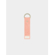 Porte-clés promotionnel en coton bio rose corail avec zone de personnalisation apparente