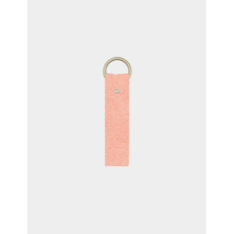Porte-clés en coton bio rose corail sans marquage, vue de face