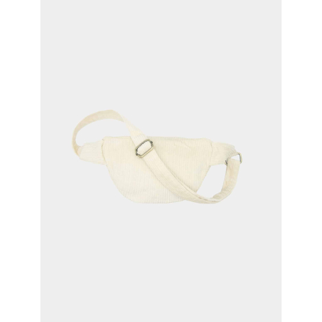 Sac banane de couleur claire présenté à plat, vue arrière, avec sangle réglable et boucle visible. Présenté sans personnalisatio