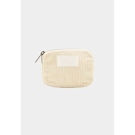 Porte-monnaie personnalisable en velours coton bio clair fermé avec fermeture zippée visible