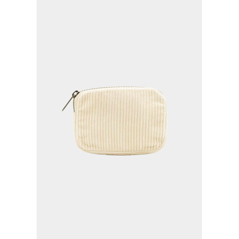 Porte-monnaie en velours coton bio clair sans marquage, vue de face