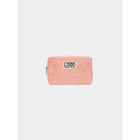 Trousse publicitaire personnalisable en coton bio rose corail avec impression centrée
