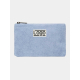 Pochette promotionnelle personnalisable en coton bio bleu clair avec marquage visible centré