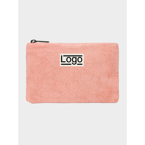 Pochette personnalisable en coton bio rose corail avec impression centrée