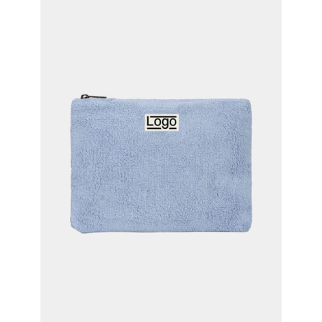 Pochette promotionnelle personnalisable en coton bio bleu clair format M avec marquage centré