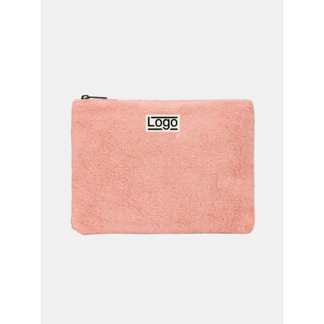 Pochette publicitaire en coton bio rose corail format M avec personnalisation visible