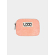 Porte-monnaie promotionnel personnalisable en coton bio rose corail avec impression centrée