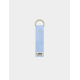 Porte-clés promotionnel personnalisable en coton bio bleu clair avec marquage visible