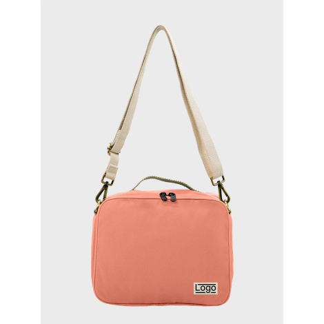 Sac isotherme saumon vu de face avec étiquette personnalisée