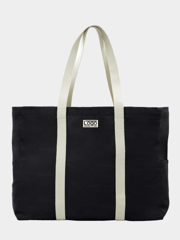 Sac de plage personnalisable en coton bio Garance Noir
