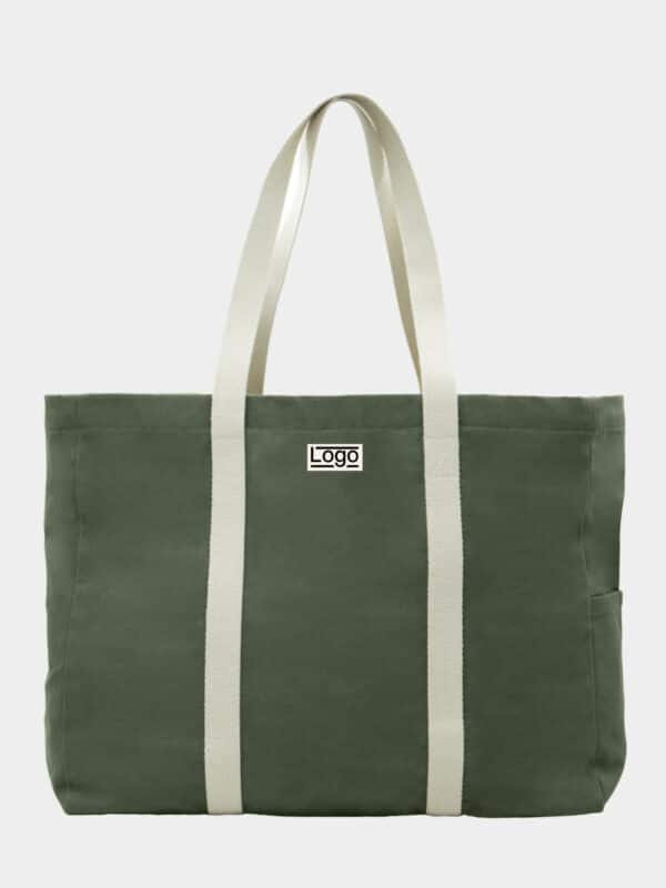 Sac de plage personnalisable en coton bio Garance Olive