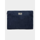 Housse ordinateur promotionnelle personnalisable en velours coton bio bleu foncé avec marquage visible Housse ordinateur promotionnelle personnalisable en velours coton bio bleu foncé avec marquage visible