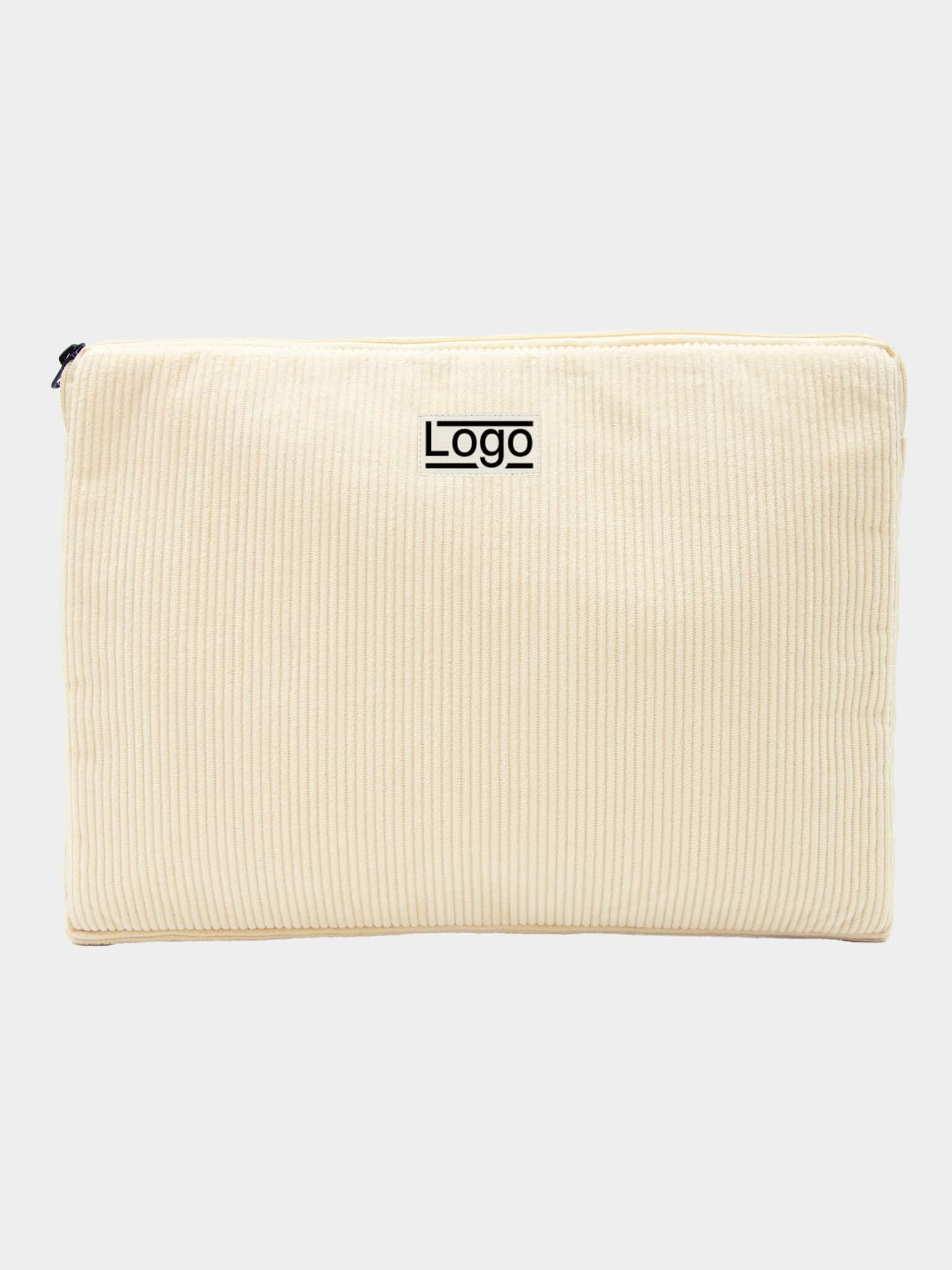 Housse ordinateur promotionnelle personnalisable velours Léo S Ecru