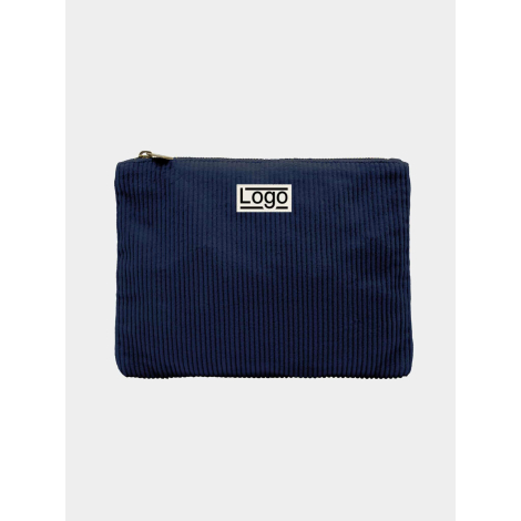 Pochette promotionnelle personnalisable en velours coton bio foncé avec marquage visible