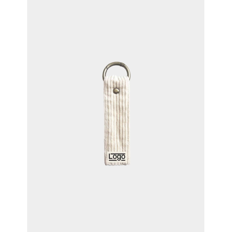 Porte-clés promotionnel personnalisable en velours coton bio clair avec marquage visible