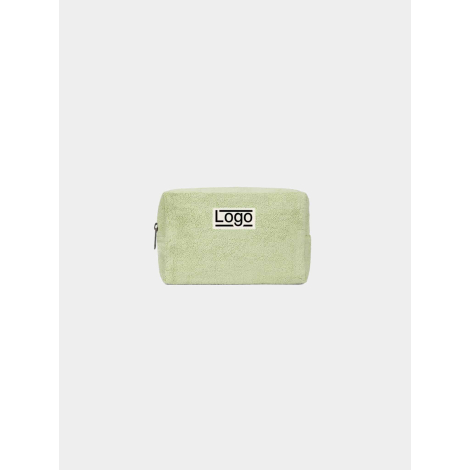 Trousse promotionnelle personnalisable en coton bio vert amande avec marquage visible