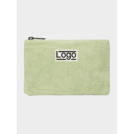 Pochette publicitaire personnalisable en coton bio vert amande avec marquage visible