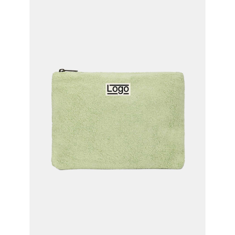 Pochette publicitaire personnalisable en coton bio vert amande format M avec impression centrée