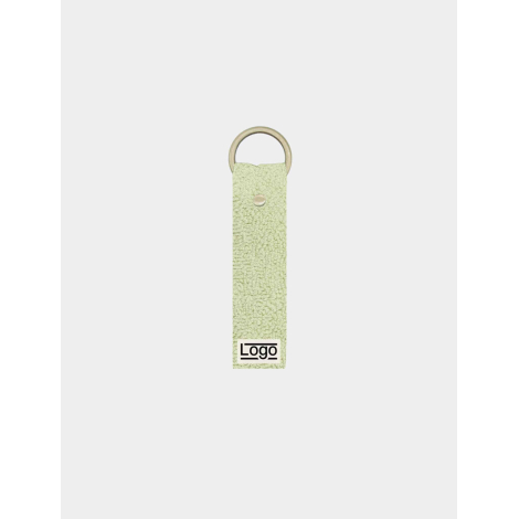 Porte-clés publicitaire personnalisable en coton bio vert amande avec marquage visible