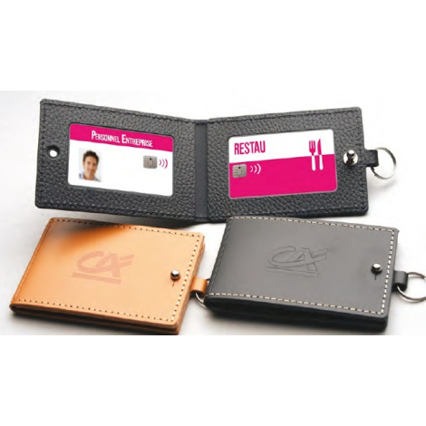 Double porte-badge personnalisable en cuir régénéré