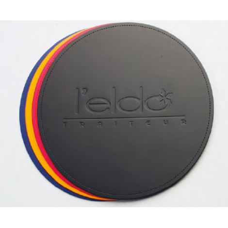 Dessous d'assiette 22 cm personnalisable cuir régénéré