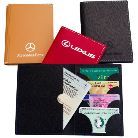 Étui carte grise à rabat personnalisable cuir régénéré