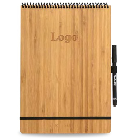 Bloc-notes effaçable A4 personnalisable couverture bambou