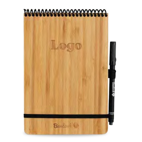 Bloc-notes effaçable A5 personnalisable couverture bambou