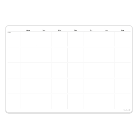 Calendrier hebdomadaire adhésif présenté à plat, surface vierge sans inscription visible.