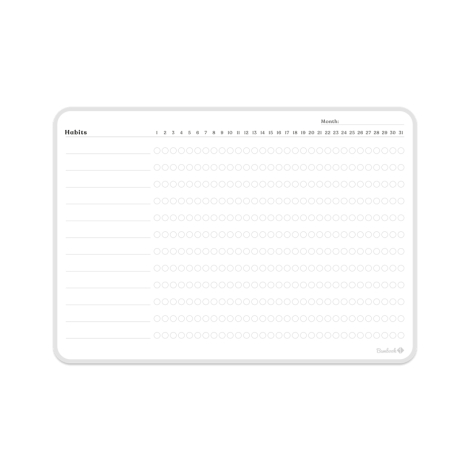 Suivi d’habitudes mensuel adhésif présenté à plat, surface vierge structurée sans inscription visible.