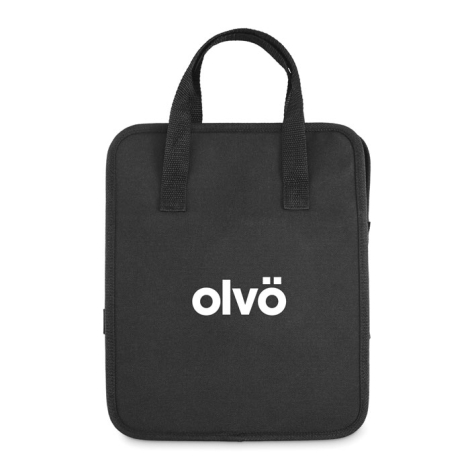 Organisateur replié en format sac carré avec deux anses sur le dessus, vue de face, marquage centré visible sur la face avant.