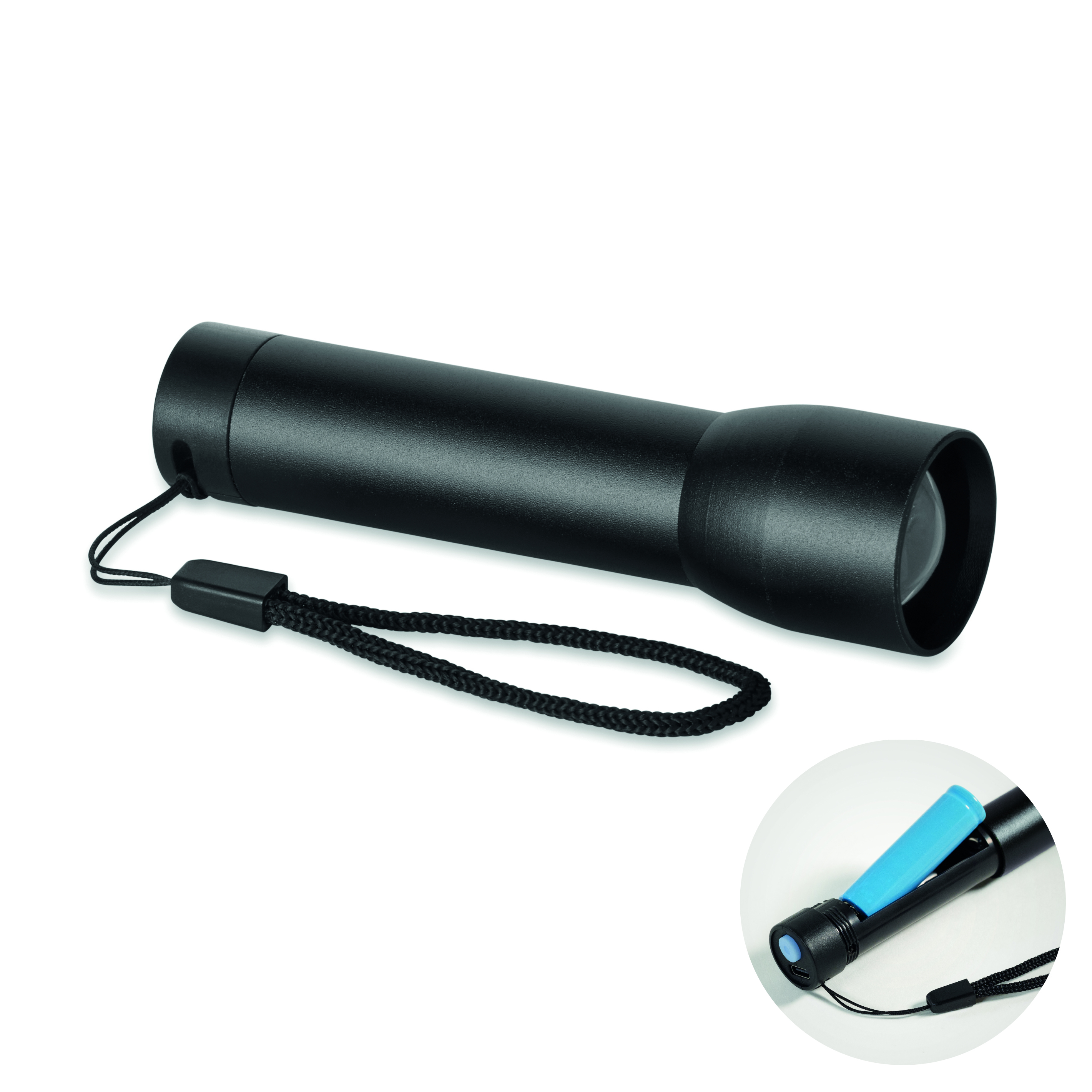 Lampe rechargeable alu recyclé personnalisable Lumezo Noir