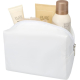 Trousse blanche présentée ouverte avec produits de toilette visibles à l’intérieur, sans marquage apparent.