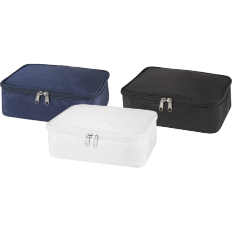 Trois organisateurs fermés en bleu foncé, blanc et noir présentés côte à côte, sans personnalisation apparente.