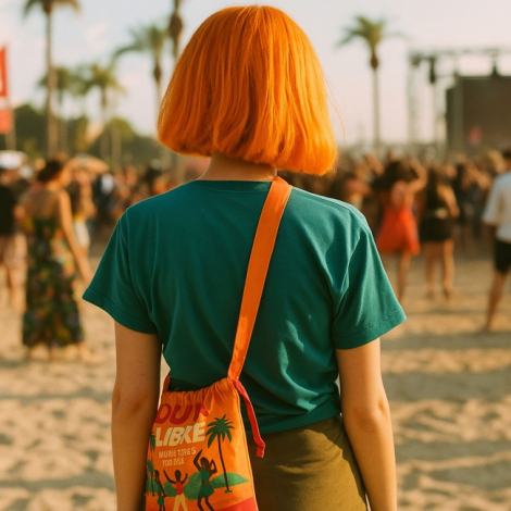 Sac coton personnalisé porté en bandoulière en extérieur