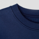 Détail col rond sweat coton biologique bleu marine